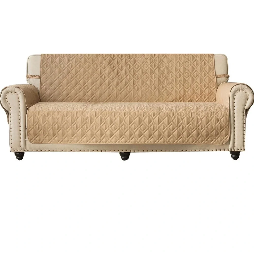 Tan Quilted Sofa Cover